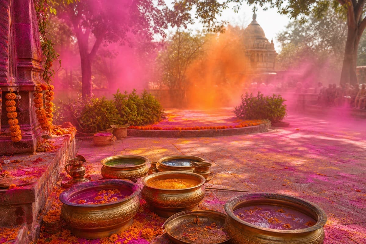 Holi festival colours at the heritage centre